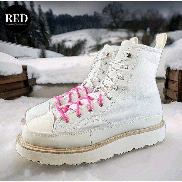 Converse Chuck Taylor Ivory Off White Leather Crafted Boot Men's 8.5 Women's 10 - Picture 1 of 15